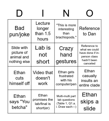EARTH 419 BINGO Card