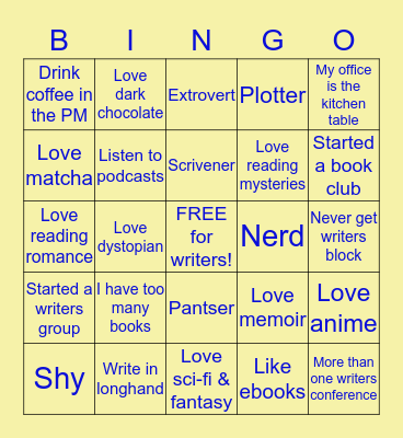 Bingo for WCCW Writers Bingo Card