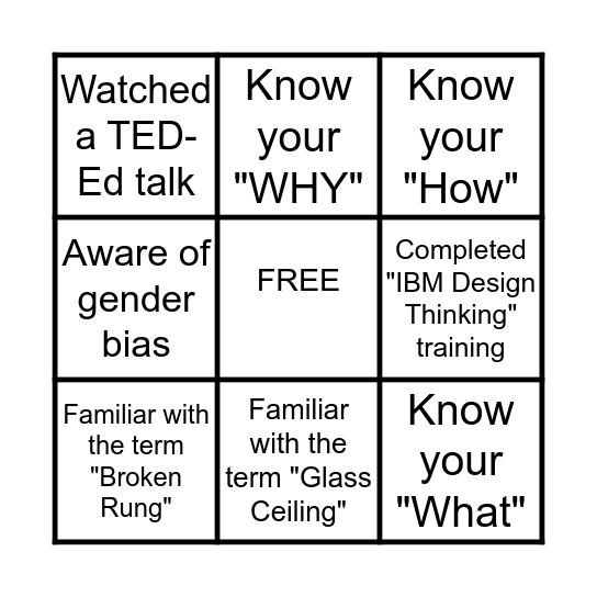 DESIGNING EQUALITY BINGO Card