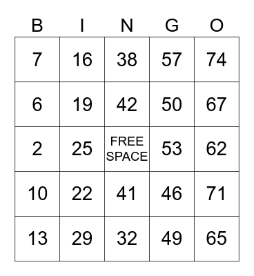 INTERACTIVE BINGO Card