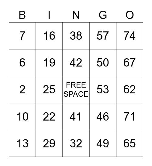 INTERACTIVE BINGO Card