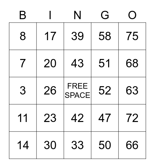 INTERACTIVE BINGO Card