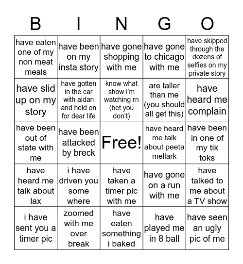 BREES BINGOOOO Bingo Card