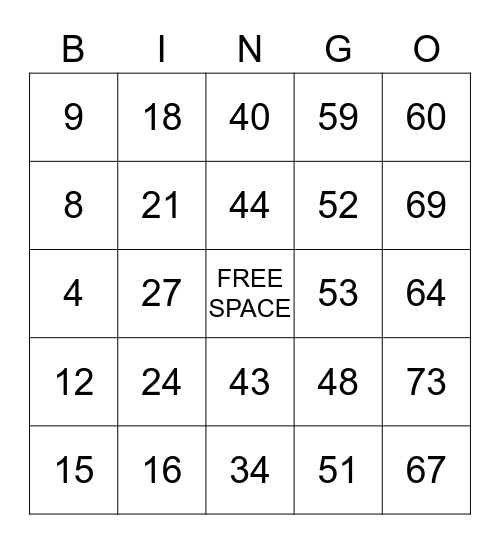 INTERACTIVE BINGO Card