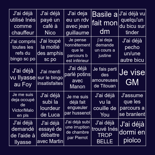 BINGO BICU Bingo Card