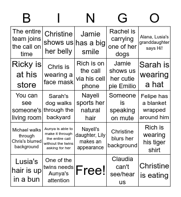 984 Conference Call Bingo Card