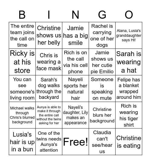 984 Conference Call Bingo Card