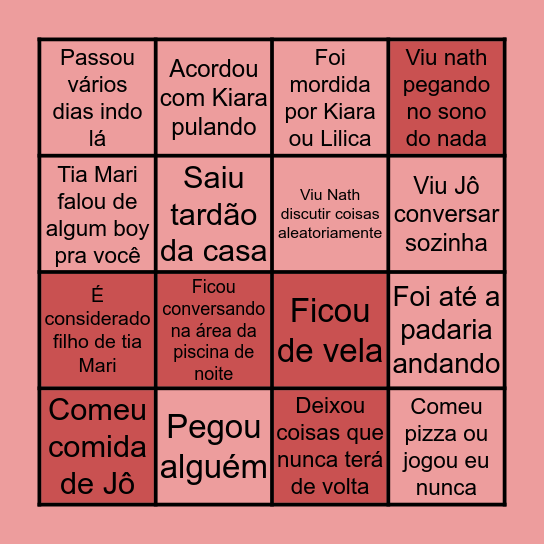 Bingo casa de nath Bingo Card