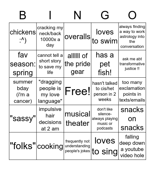 Gus Bingo Card