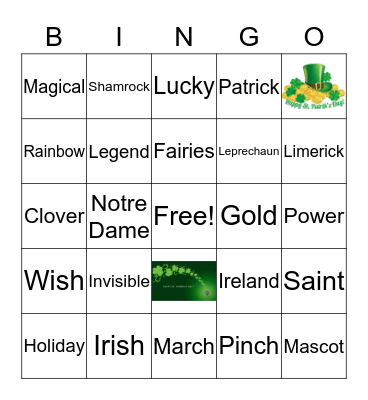 St.Patrick's Bingo Card