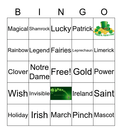 St.Patrick's Bingo Card