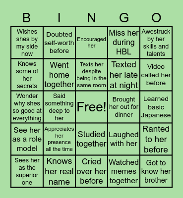 Being friends with Mack Bingo Card