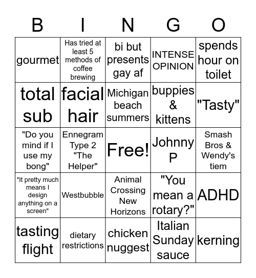 John Pascarella Bingo Card
