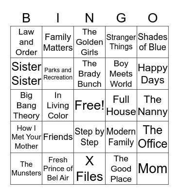 TV Show Bingo Card