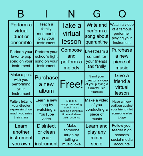INSTRUMENTAL MUSIC Bingo Card