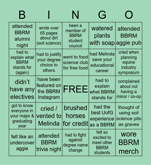 BBRM BINGO Card