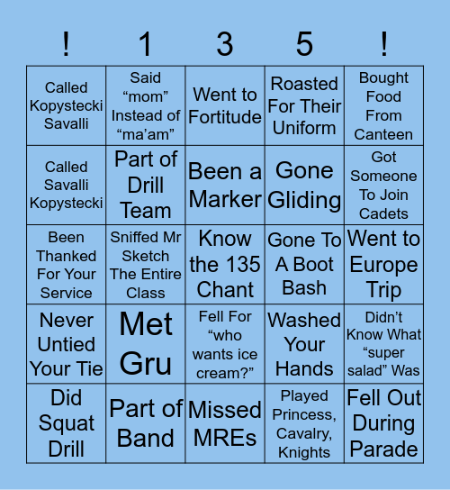 135 BINGO Card