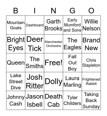 Let’s do it but with music Bingo Card