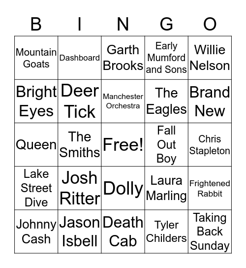 Let’s do it but with music Bingo Card