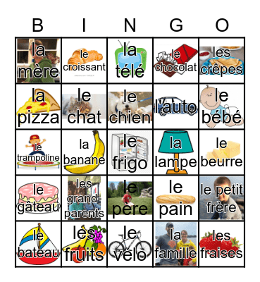 French Words Bingo #2 Bingo Card