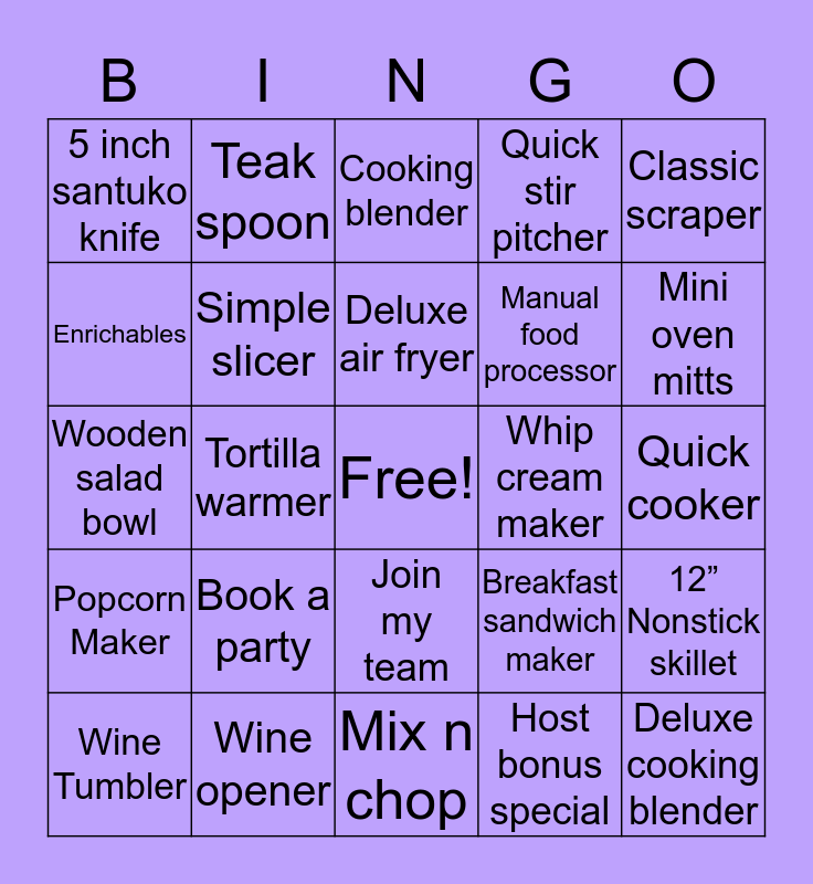 Pampered Chef Bingo! Bingo Card