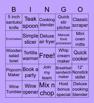 Pampered Chef Bingo! Bingo Card