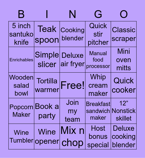 Pampered Chef Bingo! Bingo Card