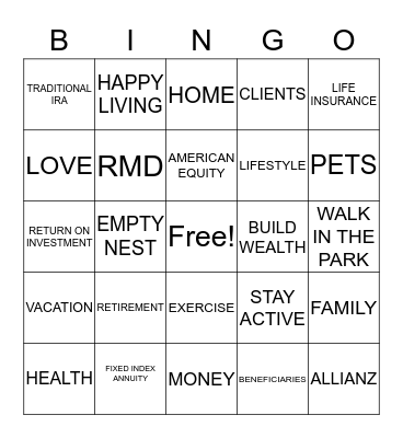 WILLIAMS FINANCIAL GROUP Bingo Card