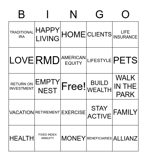 WILLIAMS FINANCIAL GROUP Bingo Card