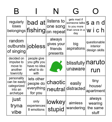 are you secretly an animal crossing villager? Bingo Card