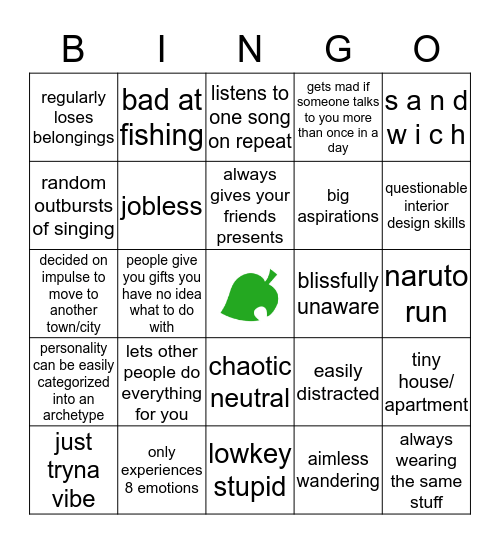 are you secretly an animal crossing villager? Bingo Card