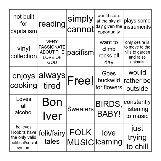 Bingo, baby! Bingo Card