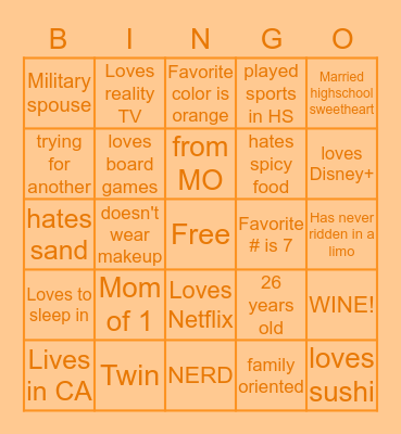 Amanda Bingo Card