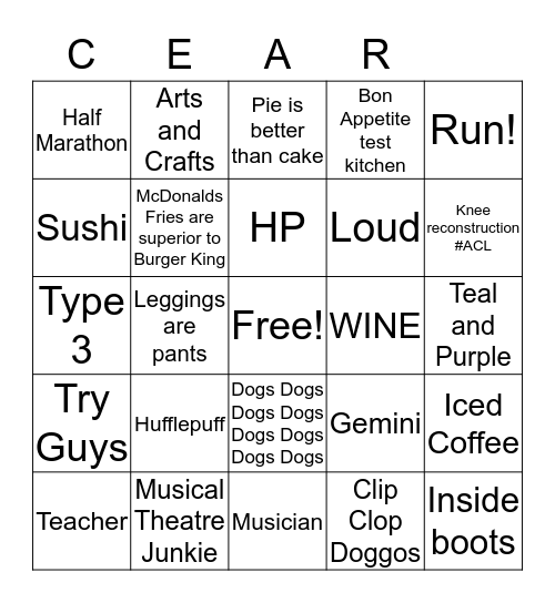 Unt Bingo Card