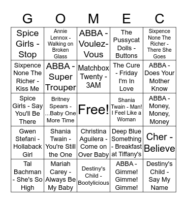 MEC Music Bingo Round 3 Bingo Card