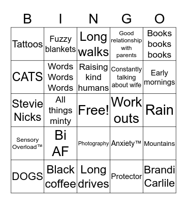 Kate Bingo! Bingo Card