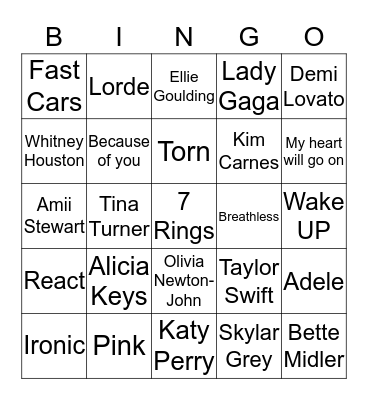 Singo Bingo 3 Bingo Card