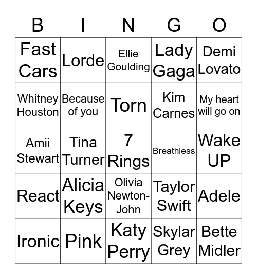 Singo Bingo 3 Bingo Card