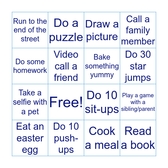 Spending time at home Bingo Card