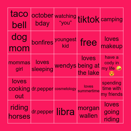 autumns bingo 🤪 Bingo Card