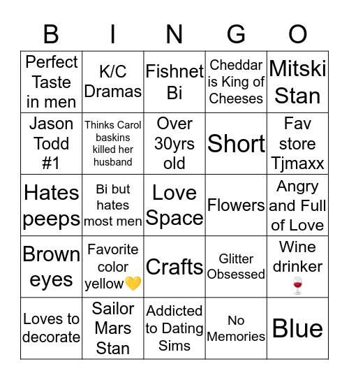 How Similar Are You to Carrie? Bingo Card