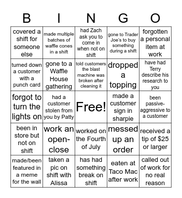 Bruster’s Bingo Card