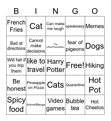 Hinge Bingo Card