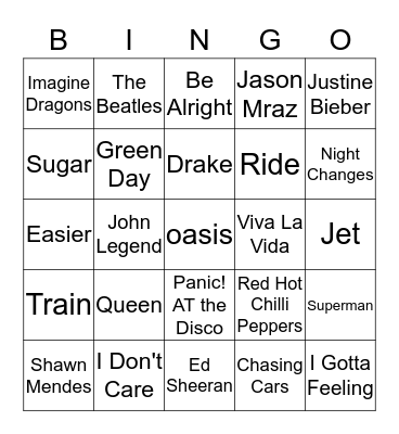 SINGO BINGO 4 Bingo Card