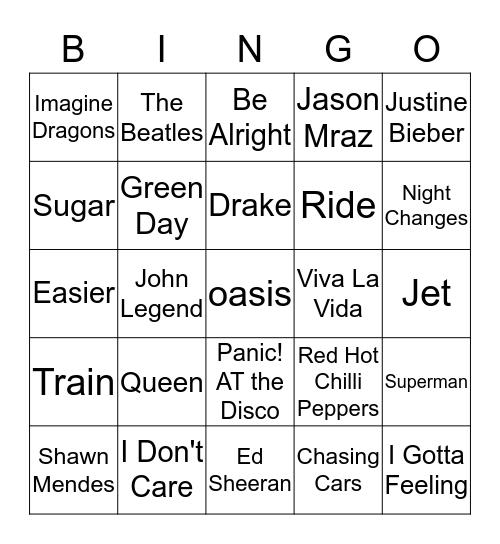 SINGO BINGO 4 Bingo Card