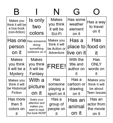 Book Cover Bingo Card