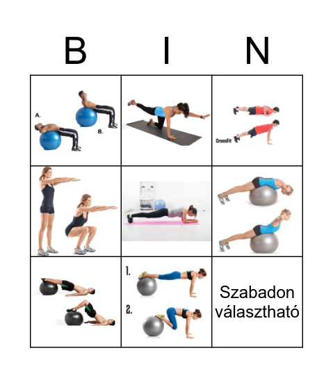 Fitness Bingo Card