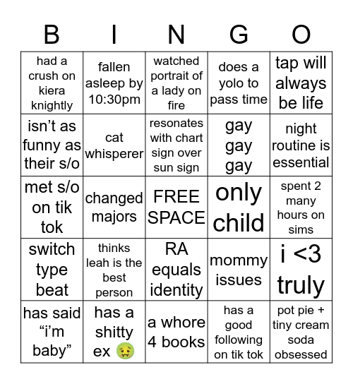 OLIVIA BINGO Card