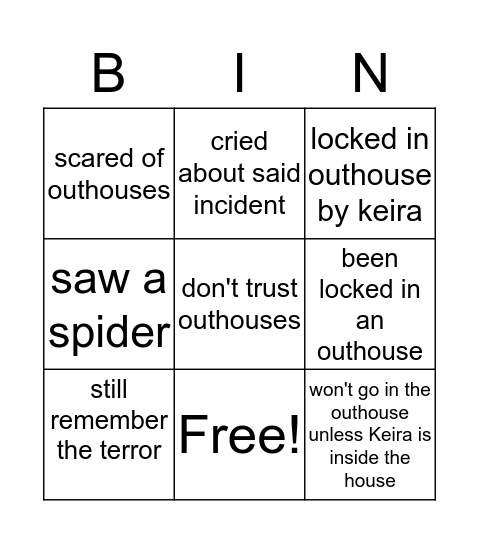 Trauma Bingo Card