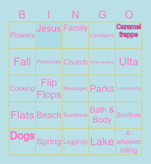 💗 Felicia's 💗 Bingo Card